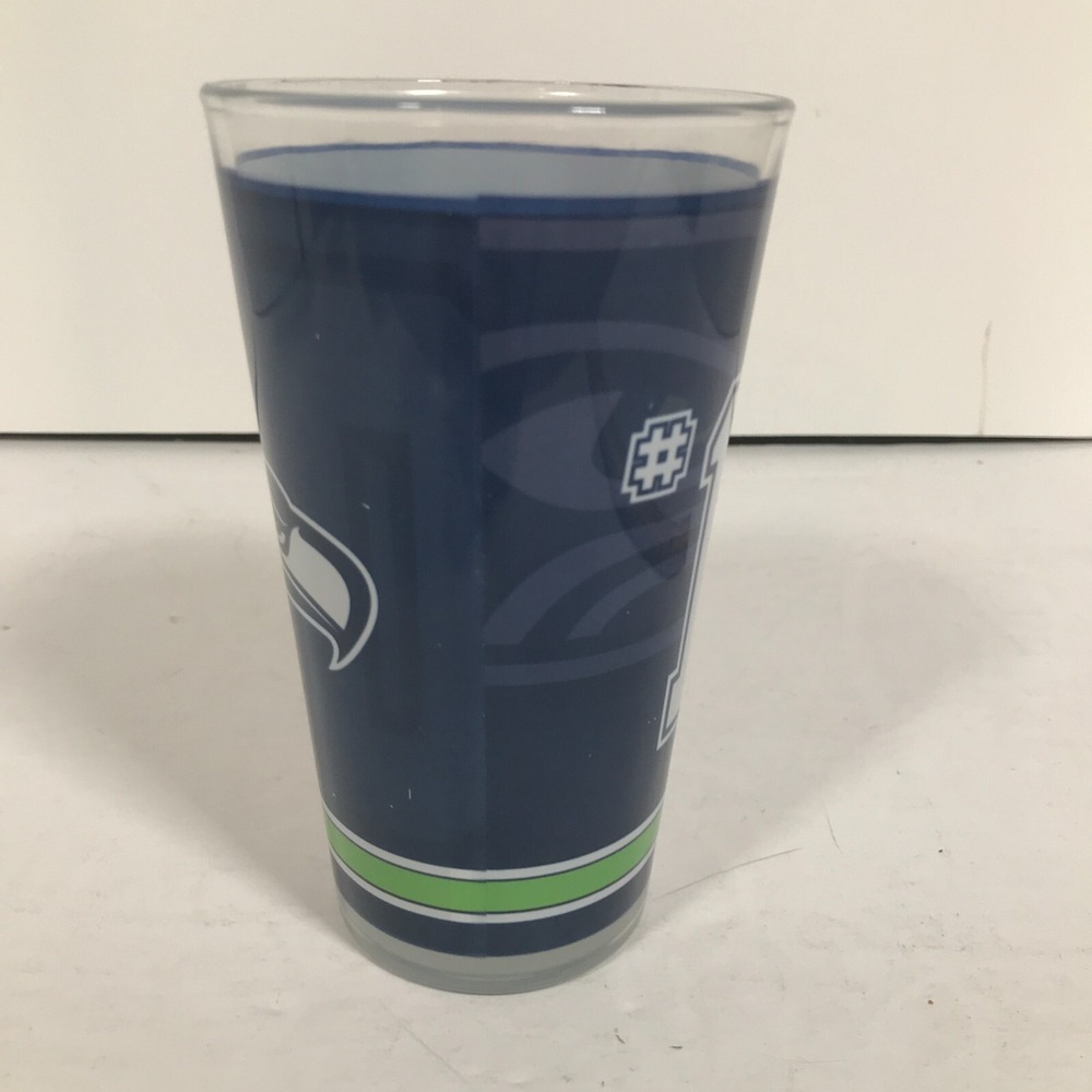 Seattle Seahawks Bird Logo #1 Dad 16 Ounce 5.75 inch Blue And Green Beer Glass - Picture 2 of 9